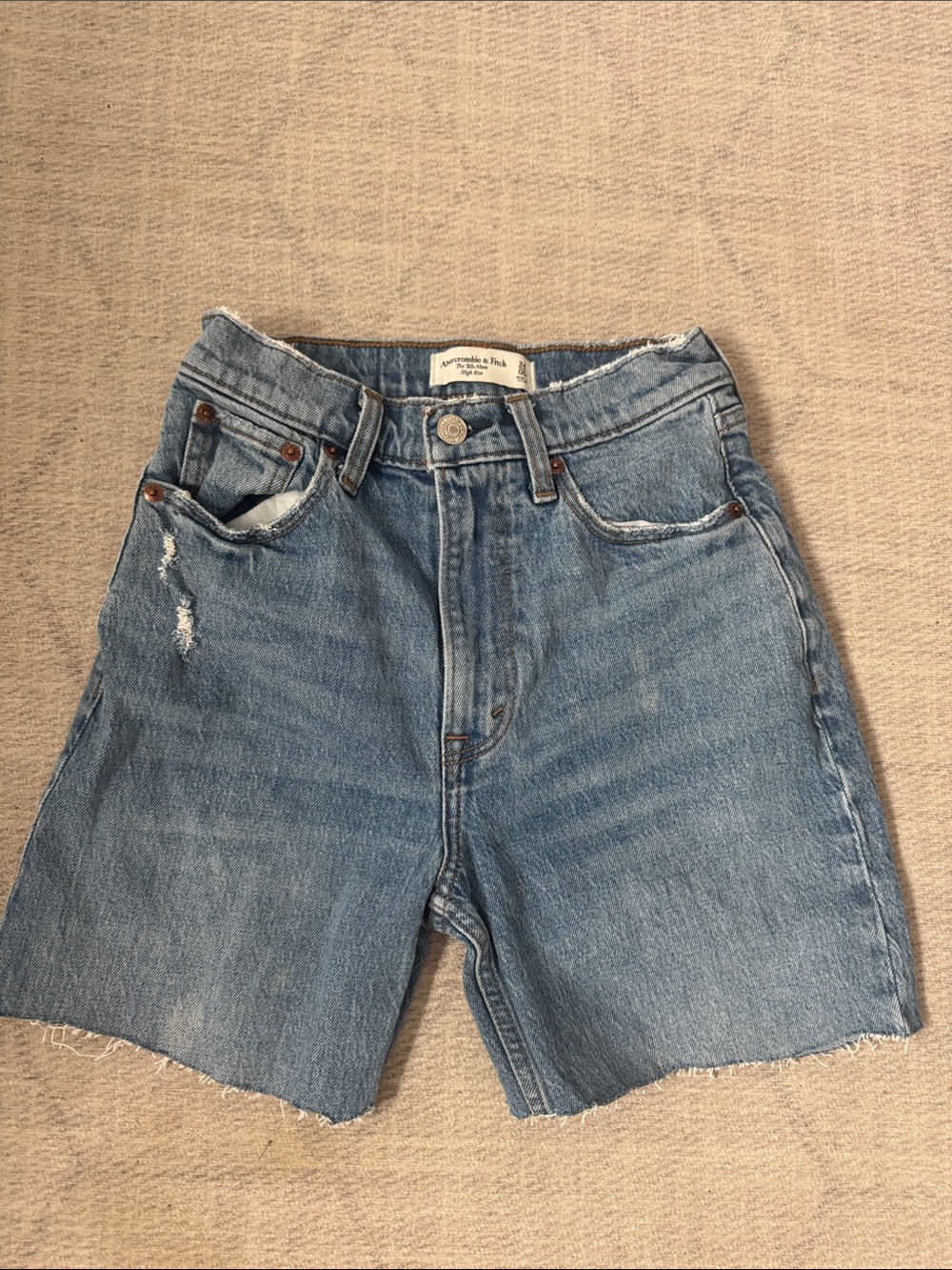 Abercrombie & Fitch Distressed Medium Blue Denim Jorts